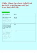 BUQ End of Course Exam &sol; Expert Verified Actual Questions & Answers for Guaranteed Pass &vert; Newest Update&comma; 2025-2026&period;  