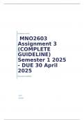MNO2603 Assignment 3 &lpar;COMPLETE GUIDELINE&rpar; Semester 1 2025 - DUE 30 April 2025