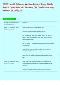 COPE Health Scholars Written Exam &sol; Study Guide Actual Questions and Answers &lpar;A&plus; Guide Solution&rpar; Newest 2025&sol;2026