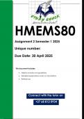 HMEMS80 Assignment 2 &lpar;QUALITY ANSWERS&rpar; Semester 1 2025