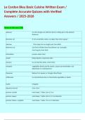 Le Cordon Bleu Basic Cuisine Written Exam &sol; Complete Accurate Quizzes with Verified Answers &sol; 2025-2026  