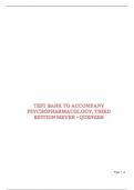  TEST BANK TO ACCOMPANY PSYCHOPHARMACOLOGY&comma; THIRD EDITION MEYER &bull; QUENZER
