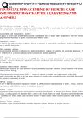FINANCIAL MANAGEMENT OF HEALTH CARE ORGANIZATIONS CHAPTER 1 QUESTIONS AND ANSWERS