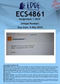 ECS4861 Assignment 1 &lpar;ANSWERS&rpar; 2025 - DISTINCTION GUARANTEED