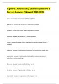 Algebra 1 Final Exam &sol; Verified Questions & Correct Answers &sol; Newest 2025&sol;2026