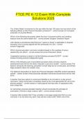 FTCE PE K-12 Exam With Complete Solutions 2025