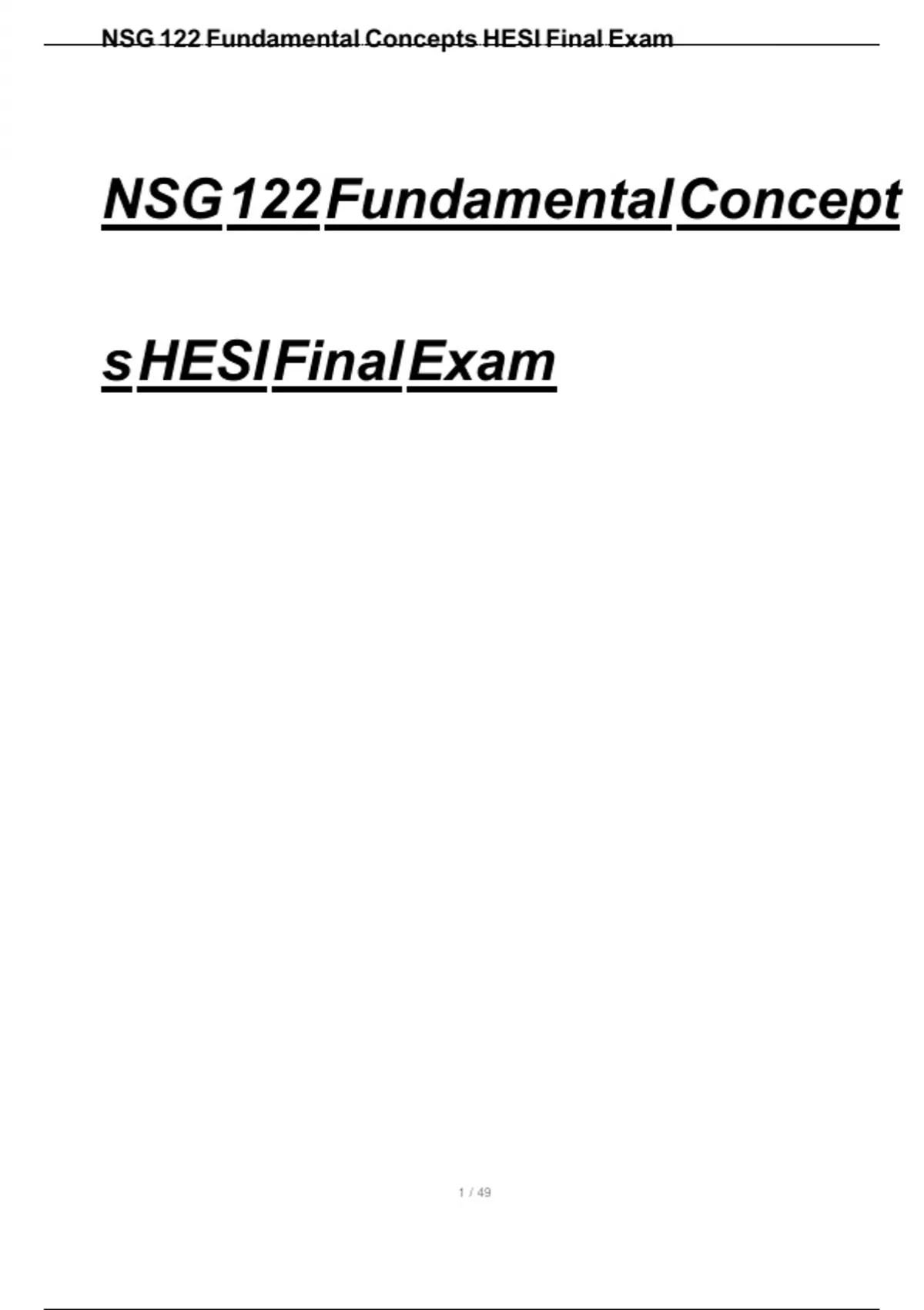 HESI NSG 123 MEDICAL SURGICAL NURSING FINAL EXAM LATEST ACTUAL TEST ...