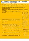 AP Lang Unit 6 MCQ Progress Check correctly answered to pass graded A&plus;