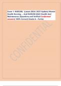 Exam 1&colon; NUR208&sol; &lpar;Latest 2024&sol; 2025 Update&rpar; Mental  Health Nursing&hellip;&period; And NUR208 EAQ1&colon;Health And  Maintenance &lpar;Questions and Verified Conformed  answers&vert; 100&percnt; Correct&vert; Grade A &ndash; Fortis