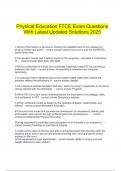 Physical Education FTCE Exam Questions With Latest Updated Solutions 2025