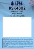 RSK4802 Assignment 1 &lpar;ANSWERS&rpar; 2025 - DISTINCTION GUARANTEED