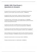HUMA 1301 Final Exam 1 Questions & Answers