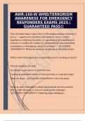 AWR-160-W WMD&sol;TERRORISM AWARENESS FOR EMERGENCY RESPONDERS EXAMS 2025 &vert;GUARANTEED PASS&excl;&excl;