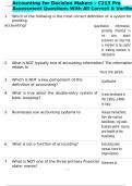 Accounting for Decision Makers - C213 Pre Assessment Questions With All Correct & Verified Answers