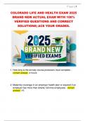 COLORADO LIFE AND HEALTH EXAM 2025  BRAND NEW ACTUAL EXAM WITH 100&percnt;  VERIFIED QUESTIONS AND CORRECT  SOLUTIONS&vert; ACE YOUR GRADES&period; 