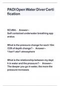 PADI ADVANCED OPEN WATER TEST ACTUAL TEST COMPLETE QUESTIONS AND CORRECT DETAILED ANSWERS WITH RATIONALES (VERIFIED ANSWERS) A NEW UPDATED VERSION