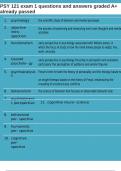 PSY 121 exam 1 questions and answers graded A&plus; already passed