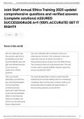 Joint Staff Annual Ethics Training 2025 update&vert; comprehensive questions and verified answers &lpar;complete solutions&rpar; ASSURED SUCCESS&vert;GRADE A&plus;&excl;&excl; &lpar;100&percnt; ACCURATE&rpar; GET IT RIGHT&excl;&excl;