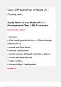 Class 10th Economics of Notes