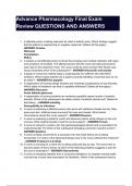 Advance Pharmacology Final Exam Review QUESTIONS AND ANSWERS