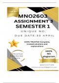 MNO2603 Assignment 3 &lpar;COMPLETE ANSWERS&rpar; Semester 1 2025 - DUE 30 April 2025