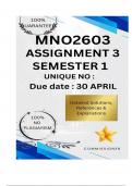 MNO2603 Assignment 3 &lpar;COMPLETE ANSWERS&rpar; Semester 1 2025 - DUE 30 April 2025