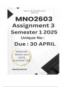 MNO2603 Assignment 3 &lpar;COMPLETE ANSWERS&rpar; Semester 1 2025 - DUE 30 April 2025