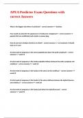 APEA Predictor Exam Questions with correct Answers