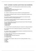 POST LICENSE COURSE QUESTIONS AND ANSWERS