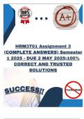 HRM3701 Assignment 3 &lpar;COMPLETE ANSWERS&rpar; Semester 1 2025 - DUE 2 MAY 2025&semi;100&percnt; CORRECT AND TRUSTED SOLUTIONS