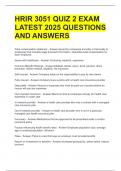 HRIR 3051 QUIZ 2 EXAM LATEST 2025 QUESTIONS AND ANSWERS