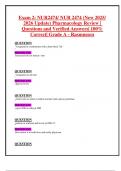 Exam 2&colon; NUR2474&sol; NUR 2474 &lpar;New 2025&sol; 2026 Update&rpar; Pharmacology Review &vert; Questions and Verified Answers&vert; 100&percnt; Correct&vert; Grade A - Rasmussen
