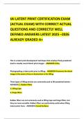 IAI LATENT PRINT CERTIFICATION EXAM &lpar;ACTUAL EXAM&rpar; WITH CORRECT ACTUAL QUESTIONS AND CORRECTLY WELL DEFINED ANSWERS LATEST 2025 &ndash;2026 ALREADY GRADED A&plus;