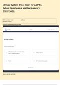 Urinary System &lpar;Final Exam for A&P II&rpar;&sol; Actual Questions & Verified Answers&comma; 2025&sol; 2026&period;