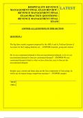 HOSPITALITY REVENUE MANAGEMENT FINAL EXAM REVIEW &sol; REVENUE MANAGEMENT FINAL EXAM PRACTICE QUESTIONS &sol; REVENUE MANAGEMENT FINAL EXAM 