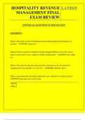 HOSPITALITY REVENUE MANAGEMENT FINAL EXAM REVIEW QUESTIONS AND ANSWERS 2025