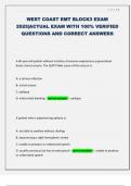 WEST COAST EMT BLOCK3 EXAM 2025&vert;ACTUAL EXAM WITH 100&percnt; VERIFIED QUESTIONS AND CORRECT ANSWERS 