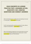CSLB CONCRETE C8 LICENSE PRACTICE TEST 4 2025&vert;NEW ACTUAL EXAM WITH 100&percnt; VERIFIED QUESTIONS AND CORRECT ANSWERS 
