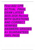 First AID&sol; CPR ACTUAL  FINAL EXAM LATEST 2025-2026 Review WITH QUESTIONS AND CORRECT VERIFIED ANSWERS GRADED A&plus; GUARANTEED 100&percnt; PASS