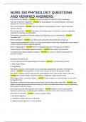NURS 150 PHYSIOLOGY QUESTIONS AND VERIFIED ANSWERS