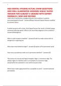 HESI DENTAL HYGIENE ACTUAL EXAM QUESTIONS AND WELL ELABORATED ANSWERS HIGHLY RATED VERSION FOR ALREADY A GRADED WITH EXPERT FEEDBACK &vert; NEW AND REVISED