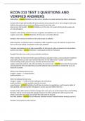 ECON 213 TEST 3 QUESTIONS AND VERIFIED ANSWERS