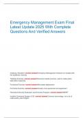 Emergency Management Exam Final  Latest Update 2025 With Complete  Questions And Verified Answers 