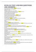 ECON 213 TEST 4 REVIEW QUESTIONS AND ANSWERS