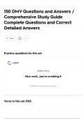150 DMV Questions and Answers &sol; Comprehensive Study Guide Complete Questions and Correct Detailed Answers