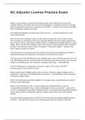 NC Adjuster License Practice Exam Questions and Answers Graded A&plus;