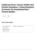 California Driver' License Written Test Practice Questions &sol; Actual Questions & Answers for Guaranteed Pass &vert; Newest Update&comma; &period;