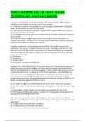 PSYCHIATRIC CH 18 TEST BANK QUESTIONS AND ANSWERS