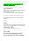 ZOOLOGY QUIZ QUESTIONS WITH VERIFIED ANSWERS