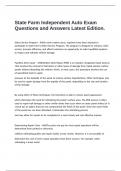 State Farm Independent Auto Exam Questions and Answers Latest Edition&period;